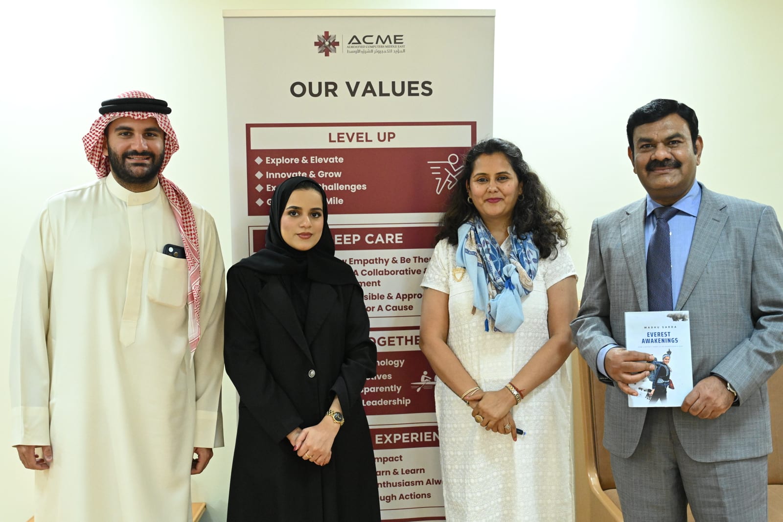 ACME leadership and Madhu Sarda alongside the ACME Values banner at the Women's Strength and Resilience event 2025